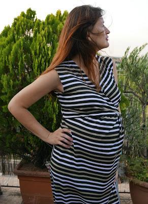 Vestido a rayas maternidad