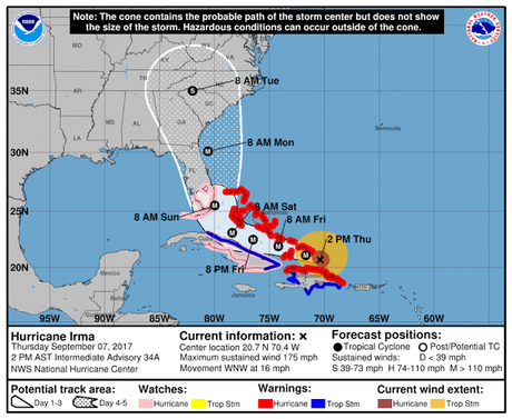 Huracán Irma causará mayores lluvias en República Dominicana.