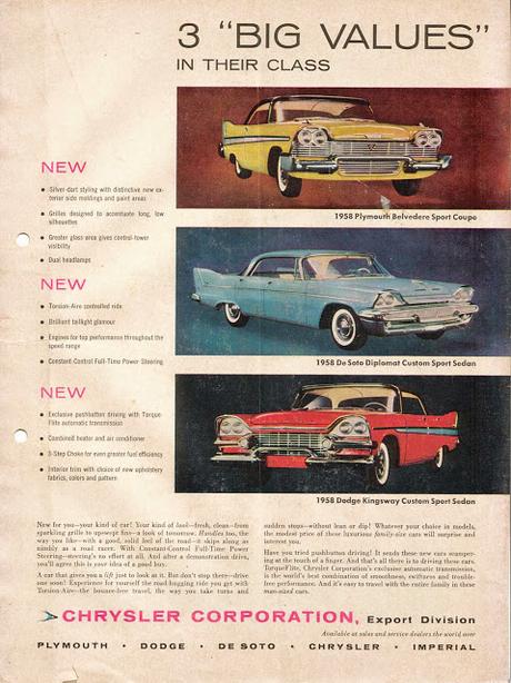 Los modelos de Chrysler del año 1958