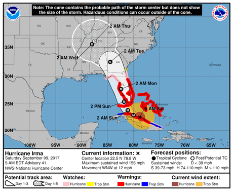 Irma sigue azotando a Cuba, en su ruta a La Florida.