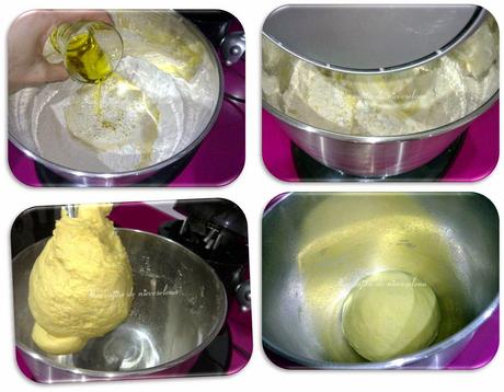 Pizza 4 quesos con nueces y pera al azafran