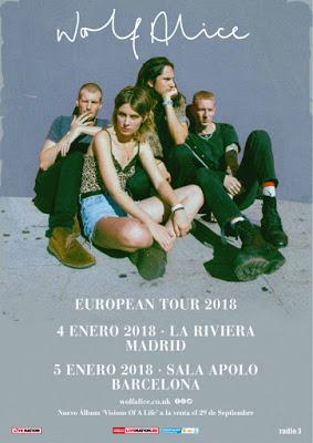 Wolf Alice actuarán en Madrid y Barcelona en enero de 2018