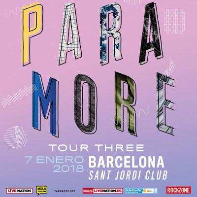 Paramore actuarán el 7 de enero de 2018 en Barcelona