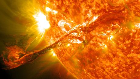 Composite image of a solar flare, 2012.