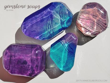 Gemstone soaps, jabones piedra o gemas.