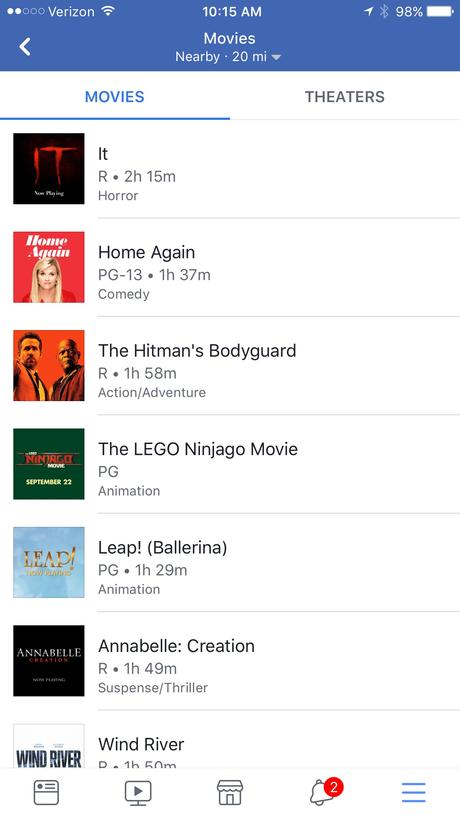 Facebook quiere llevarte al cine con nueva función en prueba