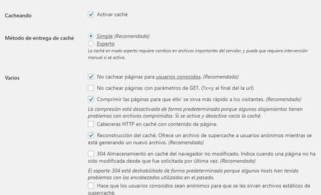 configurar wp super cache