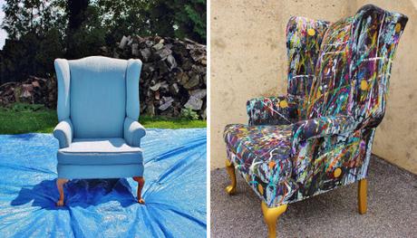 Encontró una silla en la carretera y la pintó de una forma poco convencional