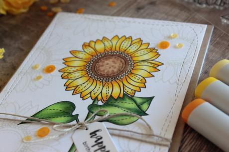 Copic Coloring: Sunflower Birthday Card