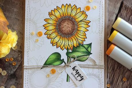 Copic Coloring: Sunflower Birthday Card