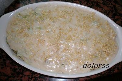 LASAÑA DE BRÓCOLI CON NUECES  Y ALMENDRAS
