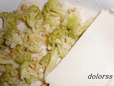 LASAÑA DE BRÓCOLI CON NUECES  Y ALMENDRAS