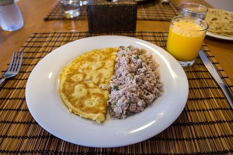 Mashuni con tortilla. Desayuno Maldivo en Mathiveri