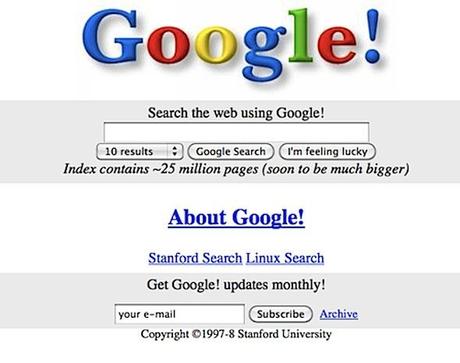 Google.com se registró el 15 de Septiembre de 1997, así es como lucía en sus inicios