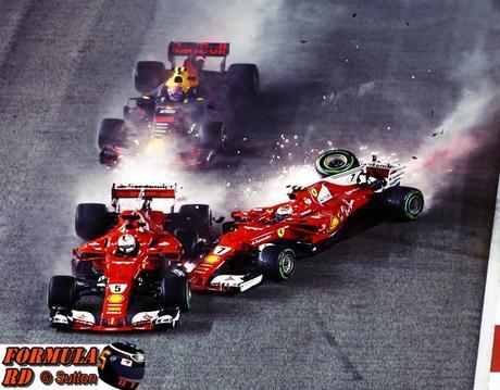 Ferrari protagoniza el caos en Singapur | Vettel colisiona con Raikkonen y Verstappen