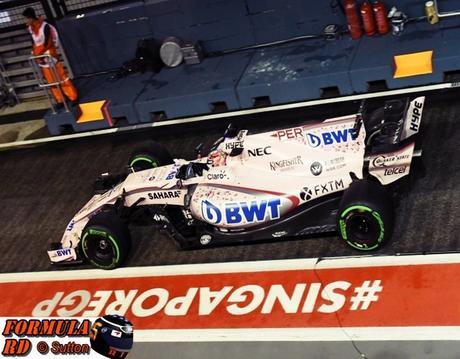 Pérez fue 5° en Singapur, mientras que Ocon logra la P10 en su cumpleaños