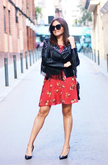 Vestido de flores + Biker