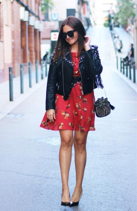 Vestido de flores + Biker