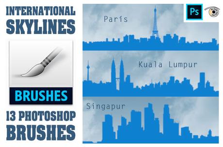 Pack de 13 Pinceles Adobe Photoshop de Skylines Internacionales