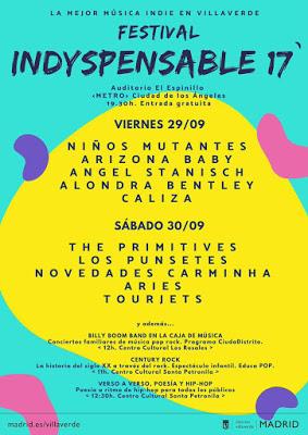 El Indyspensable vuelve a Villaverde con Niños Mutantes, Arizona Baby, The Primitives, Ángel Stanich, Los Punsetes, Novedades Carminha...