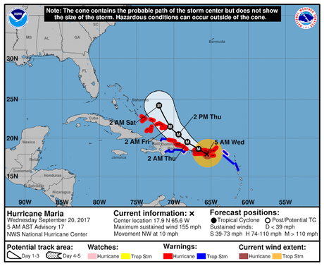 Huracán María se empezaría a sentir esta noche en República Dominicana.