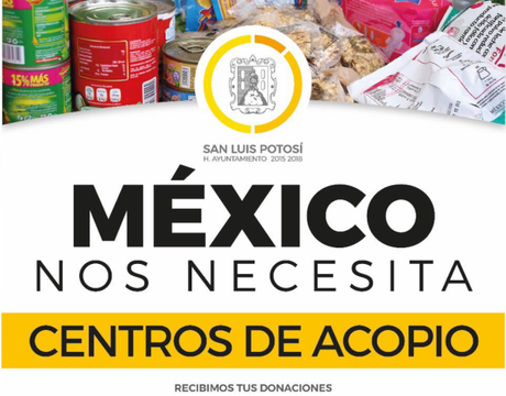 Centros de acopio en SLP para el sismo de CDMX