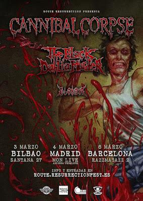 Gira española de Cannibal Corpse con In Arkadia y The Black Dahlia Murder