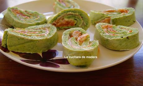 ROLLO DE RUCULA Y ESPINACAS RELLENO DE SALMON