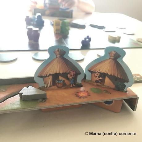 Stone Age Junior: fantástico juego de mesa para niños de Devir Stone Age Junior (detalle de las cabañas)