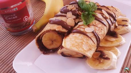 Crepes con plátano y crema de cacao