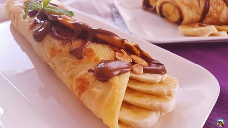 Crepes con plátano y crema de cacao