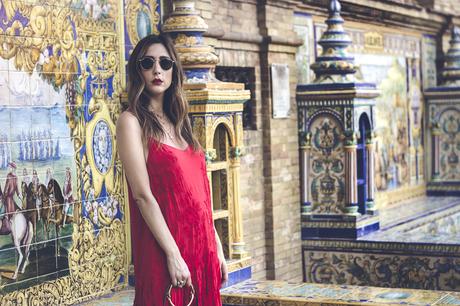 RED EMBROIDERED MIDI DRESS