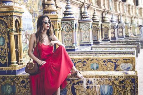 RED EMBROIDERED MIDI DRESS