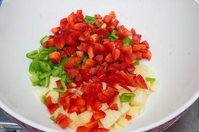 Ensalada de lentejas con pimiento y manzana