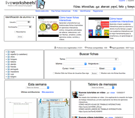 Liveworksheets: creador de fichas interactivas para profesores