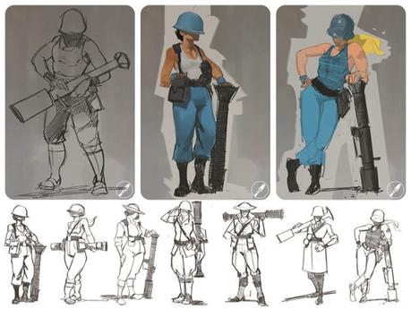 Team Fortress 2 pudo haber tenido personajes femeninos, bocetos dentro