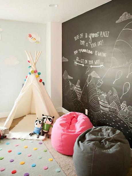 chalk painted walls, indian tipi