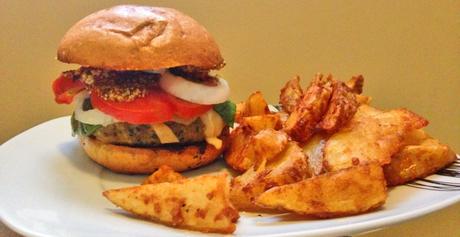 Hamburguesa de Cerdo con Salsa de Mostaza con Patatas de Lujo