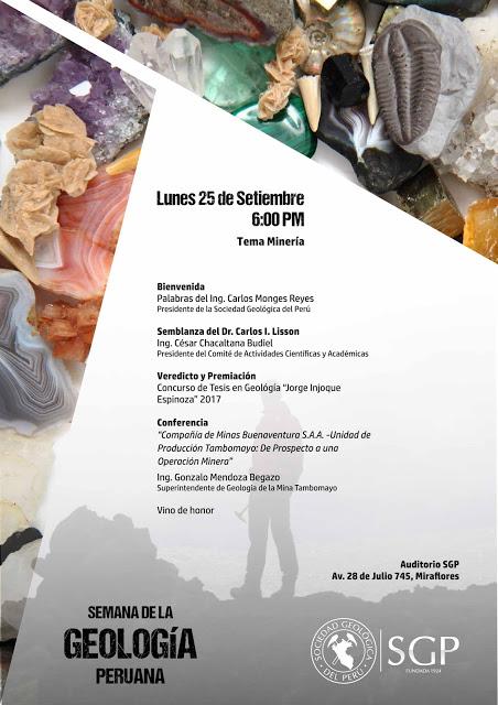 SEMANA DE LA GEOLOGIA PERUANA | 25 -29 de Setiembre - PROGRAMA DE ACTIVIDADES