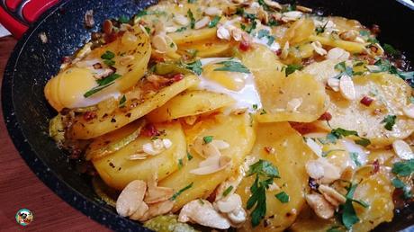 Salteado de papas con setas