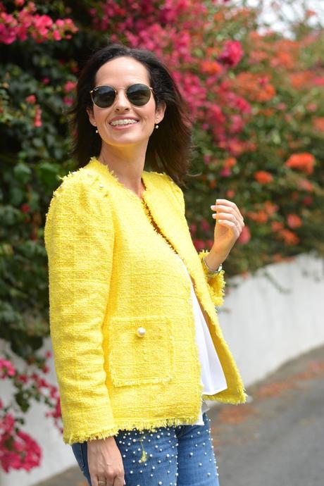 zara-yellow-tweed-jacket-outfit