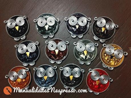 Búhos con cápsulas nespresso