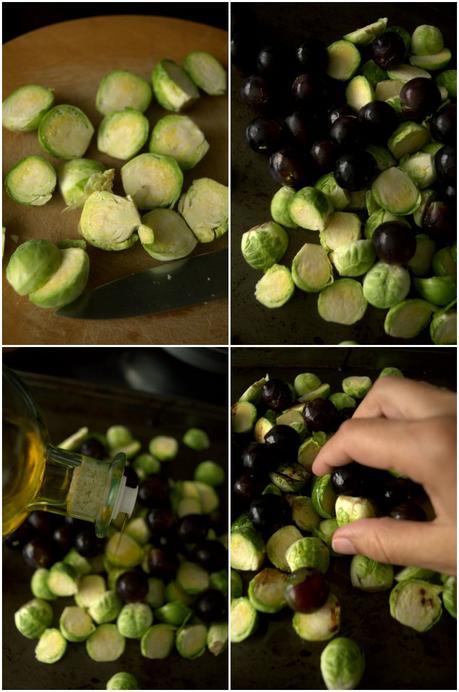 Ensalada templada de coles de Bruselas, uvas y nueces - aprendiendo a comer rico Ensalada templada de coles de Bruselas, uvas y nueces - aprendiendo a comer rico