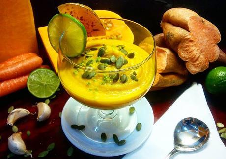 Crema templada de Calabaza y Boniato con Lima (Cocinando productos de Otoño)