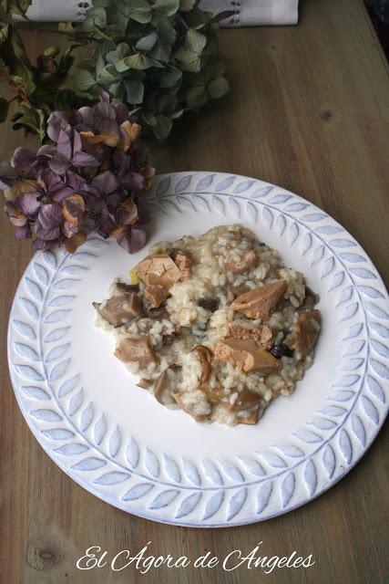 risotto, setas, foie