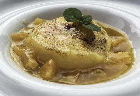 cremoso de vainilla con coulis de mandarina