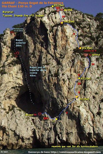 Via Chani a la Falconera (130mt, V )Garraf