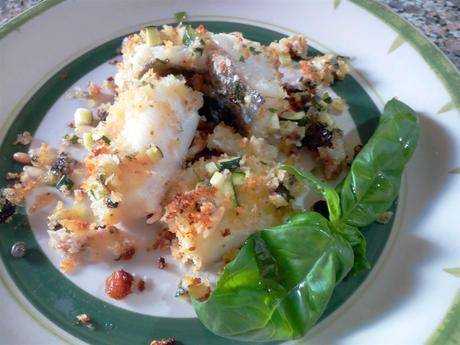 Bacalao al horno con pan rallado - Baccala gratinato al forno con molliche di pane - Baked cod with breadcrumbs and parmesan