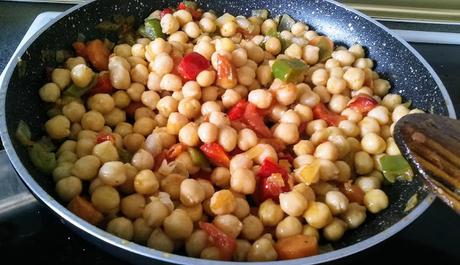 Garbanzos con arroz y verduras