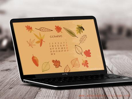 free october calendar wallpaper, autumn colors